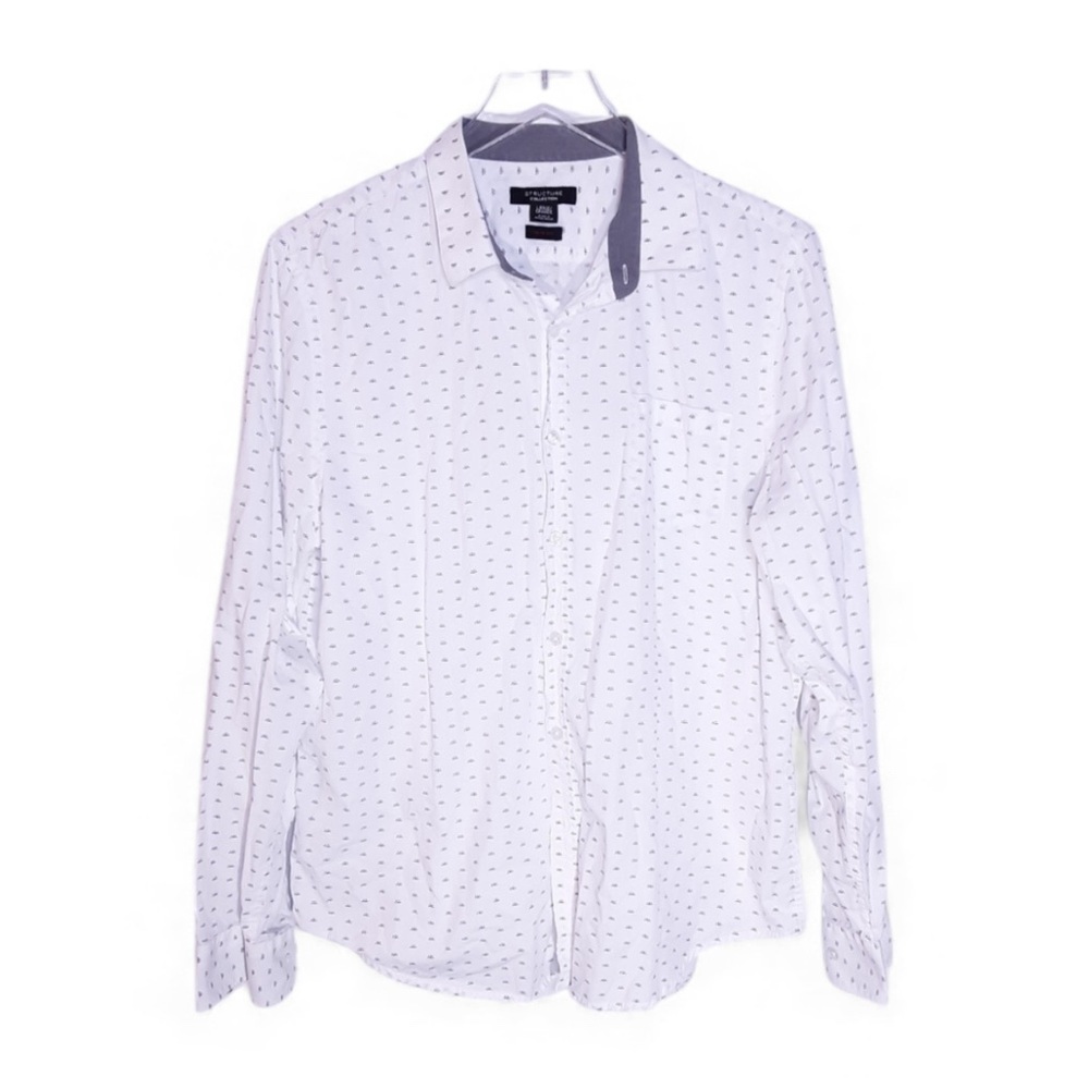 Structure Collection White Print Shirt Slim Fit L